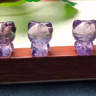 天然紫水晶KT猫 约15毫米  雕刻件可爱饰品diy配饰简约百搭礼物