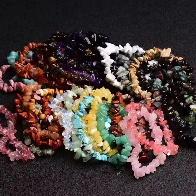 天然碎石手链黄水晶白水晶紫水晶碎石招财桃花水晶手串饰品女款