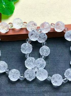 天然白水晶莲花单圈手链 约12毫米左右 diy配饰简约百搭礼物