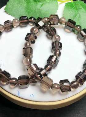 天然茶水晶方糖手链男女款单圈时尚简约百搭情侣饰品礼物