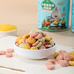 迈葆 四罐小米梨花酥饼干益生元果蔬梅花健康零食彩色口味混搭