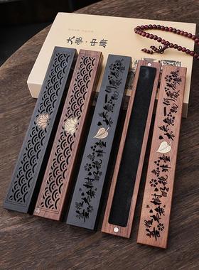 黑檀木卧香盒家用室内线香底座香插檀木质沉香熏香炉檀香炉线香盒