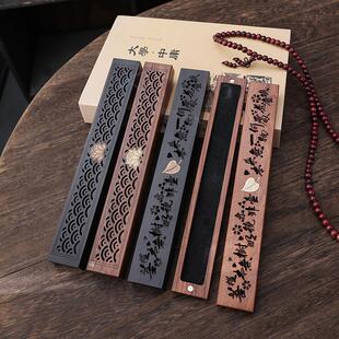 黑檀木卧香盒家用室内线香底座香插檀木质沉香熏香炉檀香炉线香盒