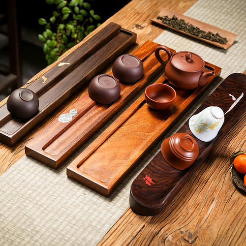 纯色中式整块黑檀茶杯架收纳沥水