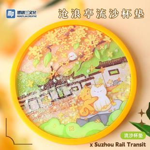 墨谱兰苏州沧浪亭文创流沙杯垫亚克力隔热垫创意茶托纪念品小礼物