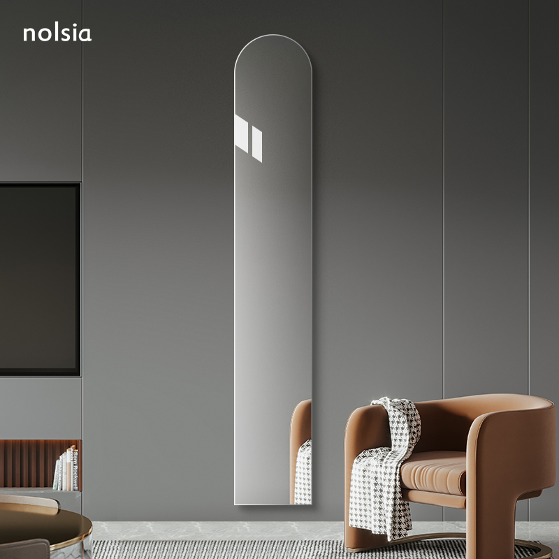 家用无框玄关穿衣镜壁挂免打孔超窄全身镜子贴墙防爆试衣镜自粘贴
