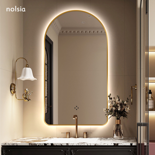 法式轻奢拱形镜子卫生间专用洗面台化妆镜带灯壁挂卫浴智能镜单独