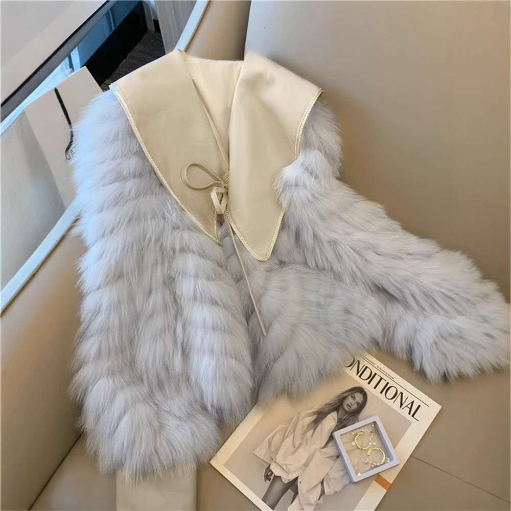 欧美外贸爆款名媛小香风仿皮草毛毛外套女冬季皮毛一体上衣