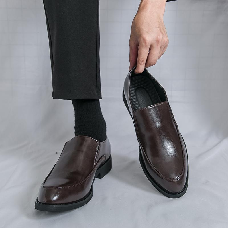 布洛克皮鞋男小众高级感英伦休闲厚底增高德比鞋流苏一脚蹬懒人鞋