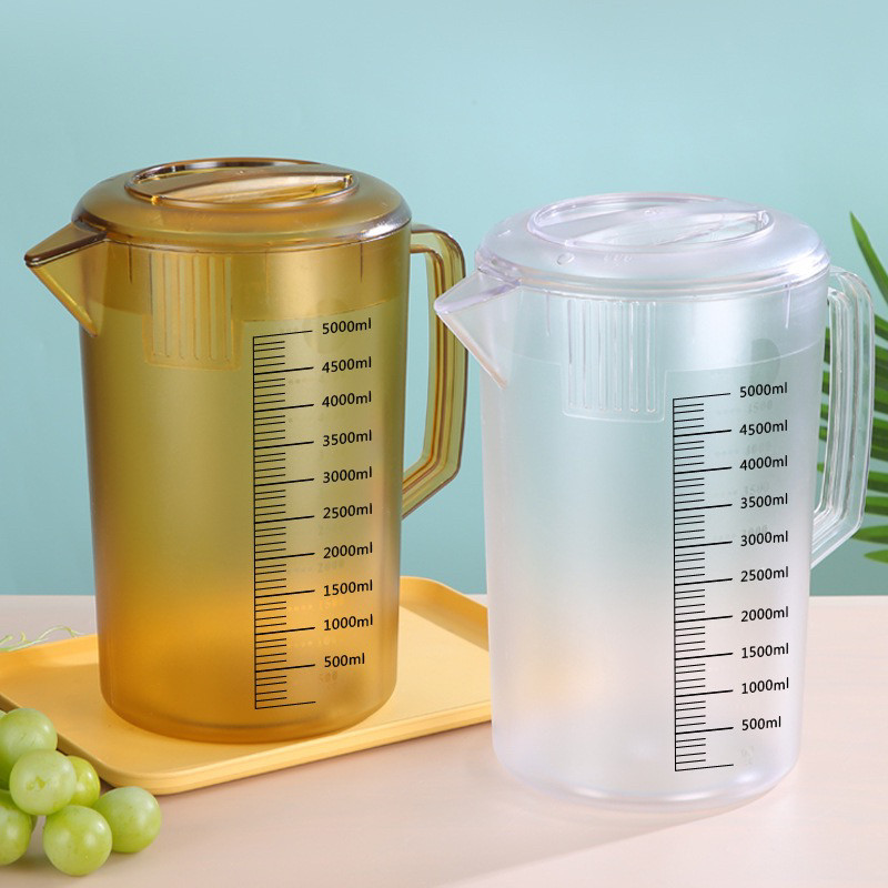 PC带刻度冷水壶塑料凉水壶耐热防摔大容量磨砂壶奶茶店咖啡店量杯