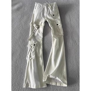 cleanfit美式多口袋vibe绑带微喇工装牛仔裤男春秋高街复古长裤子