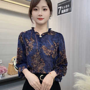 高级感轻奢中式木耳领雪纺衫女2026夏季新款衬衫气质小衫上衣女