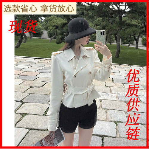 早安樊樊北川景子正肩立领英伦风/不规则中短款风衣外套女秋