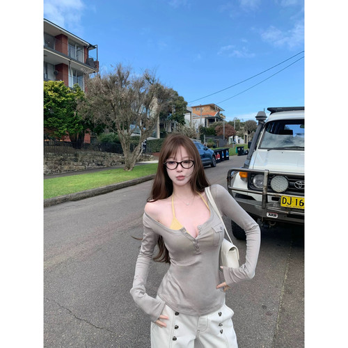 Suuuicee 纯欲combo 莱赛尔亚麻混纺+2种胸垫 亨利领T恤内衣套装