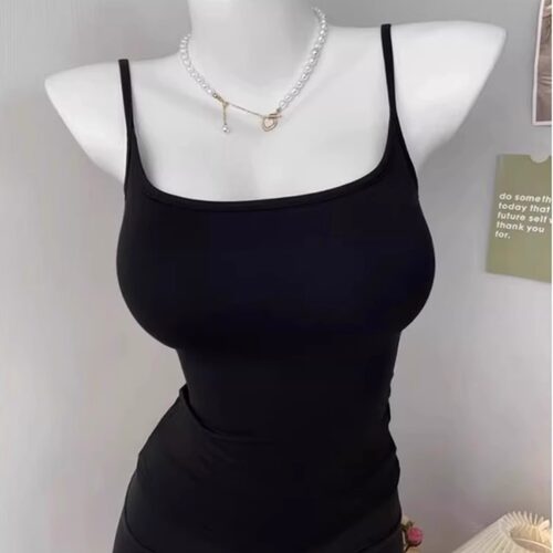 官图特价~带胸垫！40支1*1纯棉210g 92棉/8氨纶吊带背心女