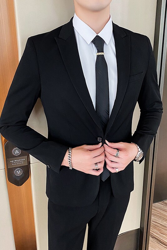 黑色职业西装两件套男士西服英伦商务修身1012-LJT803-230,男装西服套装,星座1012