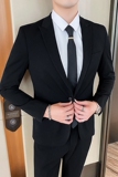 黑色职业西装两件套男士西服英伦商务修身1012-LJT803-230，男装西服套装，星座1012