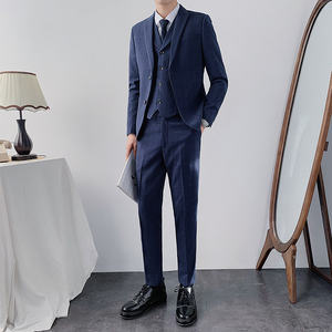 秋冬新款轻奢男士商务西装套装礼服西服三件套SJT851-P260图片