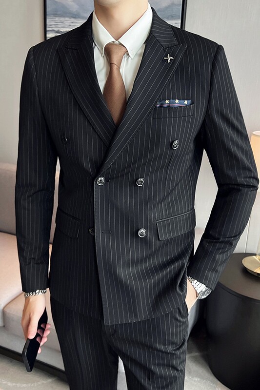 经典款双排扣修身西装套装男士西服三件套商务礼服SJT826-P265,男装西服套装,星座1012