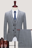 西服套装男格子三件套新郎结婚礼服商务休闲正装职业SJT812-P280，男装西服套装，星座1012