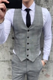 男士千鸟格修身西服马甲男新郎主持人礼服背心M801-P60，男装背心/马甲，星座1012