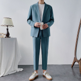 青年帅气微宽松西装男外套纯色休闲西服上衣薄款DX857-P120，男装西服套装，星座1012