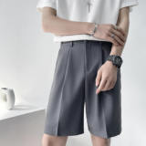 夏季直筒西装短裤帅气宽松五分裤轻熟直筒休闲裤子咖啡K119-P65，男装牛仔裤，星座1012