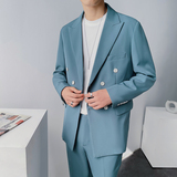 春夏款男生薄款西装礼服两件套宽松西服休闲轻熟LJT859-P180，男装西服套装，星座1012