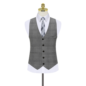 双排扣千鸟格西装套装礼服三件套西服8012-P300图片