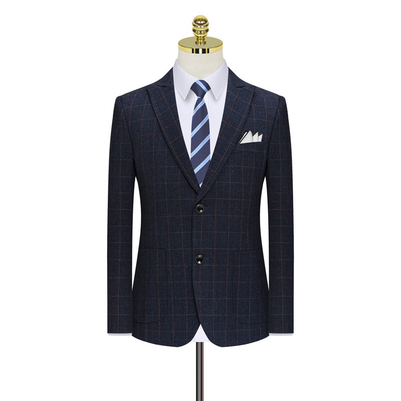 假模品质格子西服套装男三件套商务职业礼服正装新郎SJT851-P265,男装西服套装,星座1012