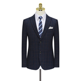 假模品质格子西服套装男三件套商务职业礼服正装新郎SJT851-P265，男装西服套装，星座1012