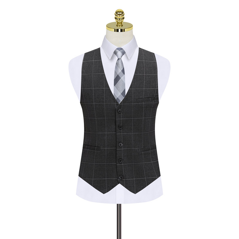 假模图格子西装两粒扣西服套装三件套修身正装礼服1012-SJT863,男装西服套装,星座1012