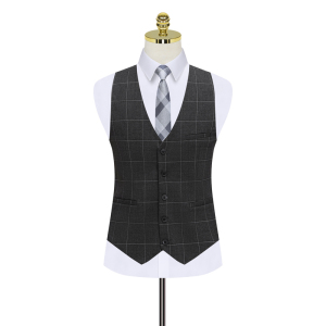 假模图格子西装两粒扣西服套装三件套修身正装礼服1012-SJT863图片