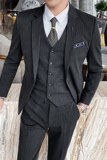 条纹西装三件套商务职业商务帅气新款结婚新郎1012-SJT825-P260，男装西服套装，星座1012