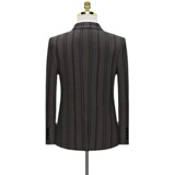假模图条纹棕色西服套装男三件套修身西装结婚商务正装822-P260，男装西服套装，星座1012