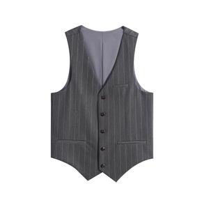 条纹西服马甲男发型师坎肩伴郎团西服马甲1012-M808图片