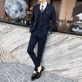 条纹主持人司仪婚礼新郎商务修身西服西服三件套1012-SJT825-P260，男装西服，星座1012