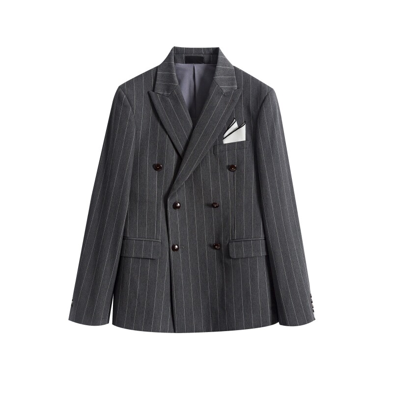 英伦休闲商务条纹双排扣西服三件套发型师套装正装SJT807-P260,男装西服套装,星座1012