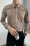 新款条纹长袖衬衫男商务职业衬衣立领微宽松轻熟风CS969-P70，男装衬衫，星座1012