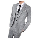 格子西装男套装三件套新郎西服修身礼服商务休闲SJT812-P280，男装西服套装，星座1012