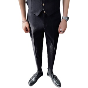 帅气男生西装九分裤薄款修身西服裤子1012-K834-P55图片