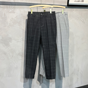 夏季格子小西裤九分裤锥形休闲裤薄款浅灰 K867-P50图片