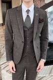 英伦格子西装男套装三件套修身西服商务休闲礼服SJT821-P260，男装西服套装，星座1012