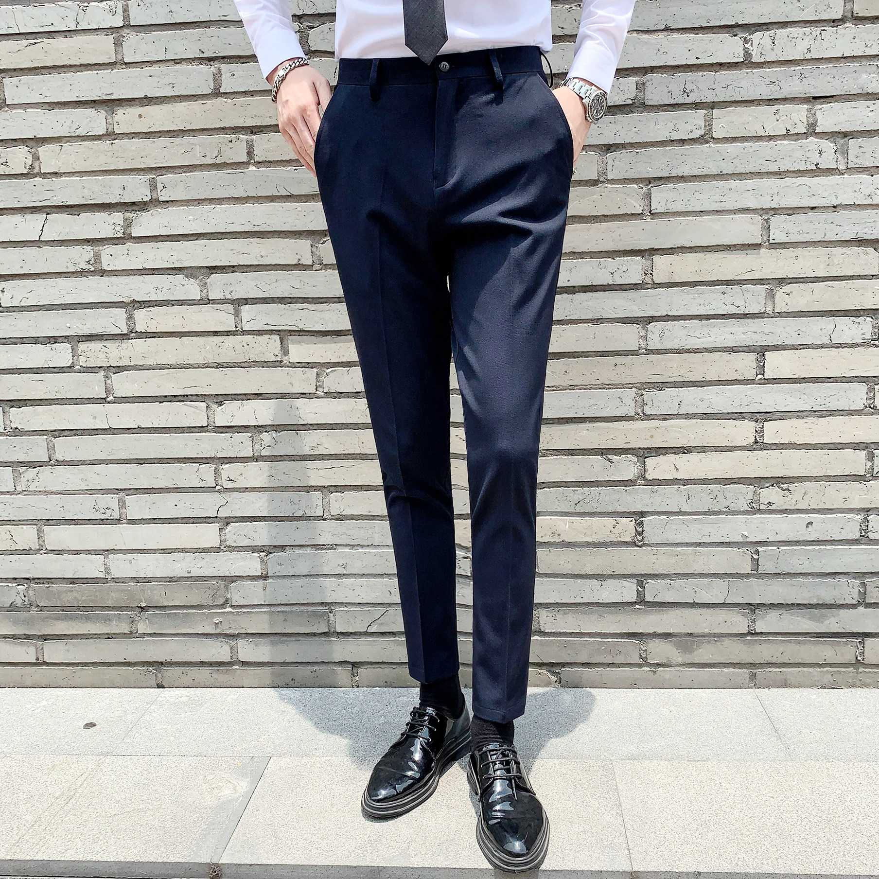 帅气秋冬光滑舒适修身西裤男士裤纯色休闲裤K803-P75,男装西裤,星座1012