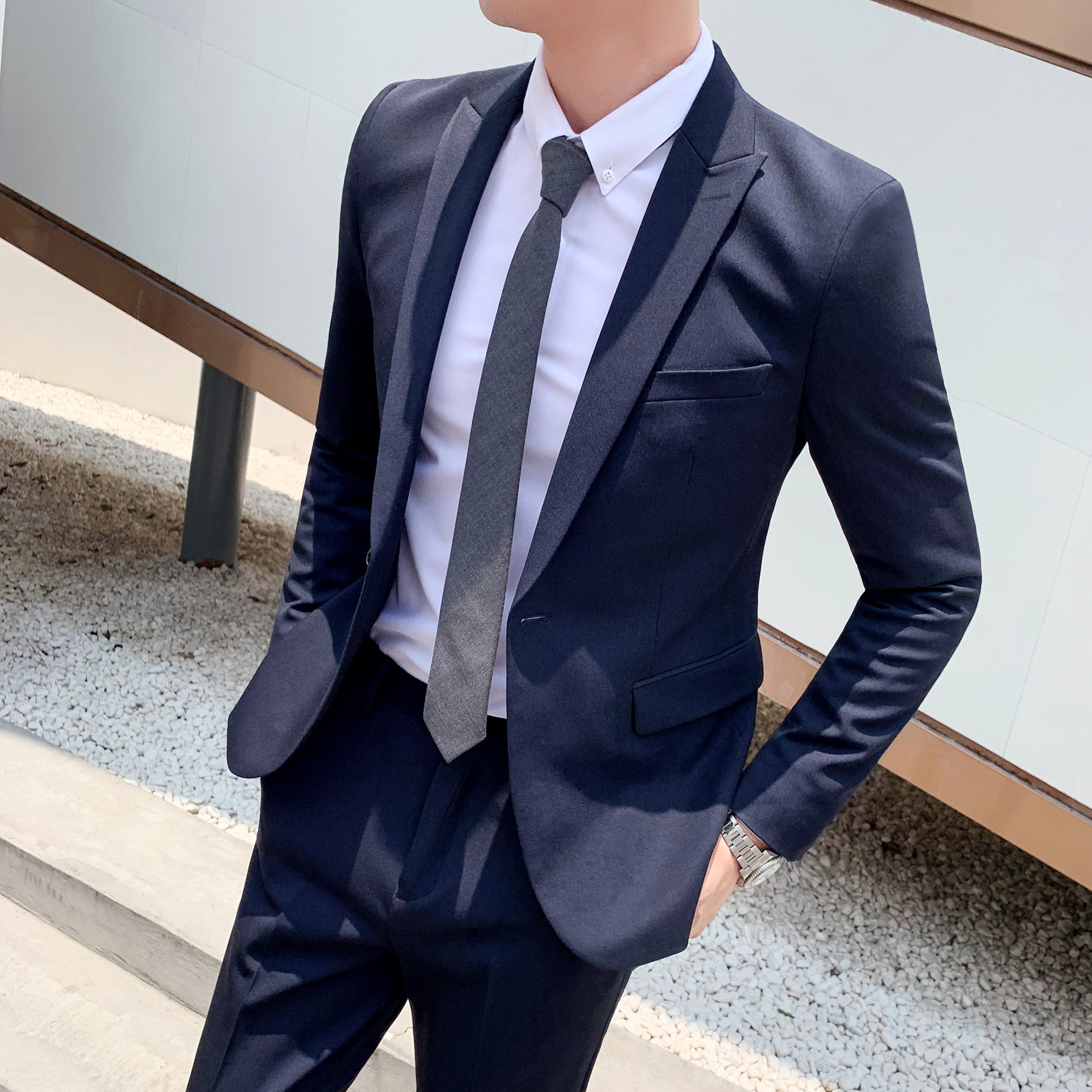 西装两件套男商务绅士工作小西服职业正装礼服1012-LJT803-P230，男装西服套装，星座1012