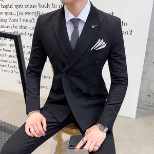秋冬新款帅气西装三件套男套装韩版修身西服商务SJT806-P245图片