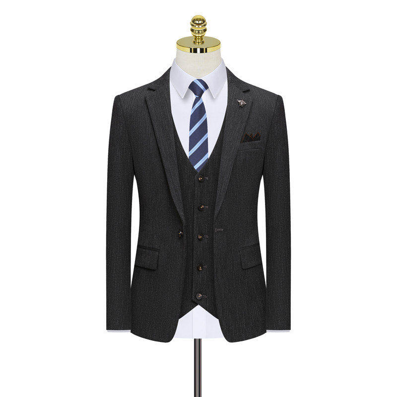 假模图西服套装男三件套断续条纹西装礼服新郎上班商务820-P260,男装西服套装,星座1012