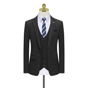 假模图西服套装男三件套断续条纹西装礼服新郎上班商务820-P260图片