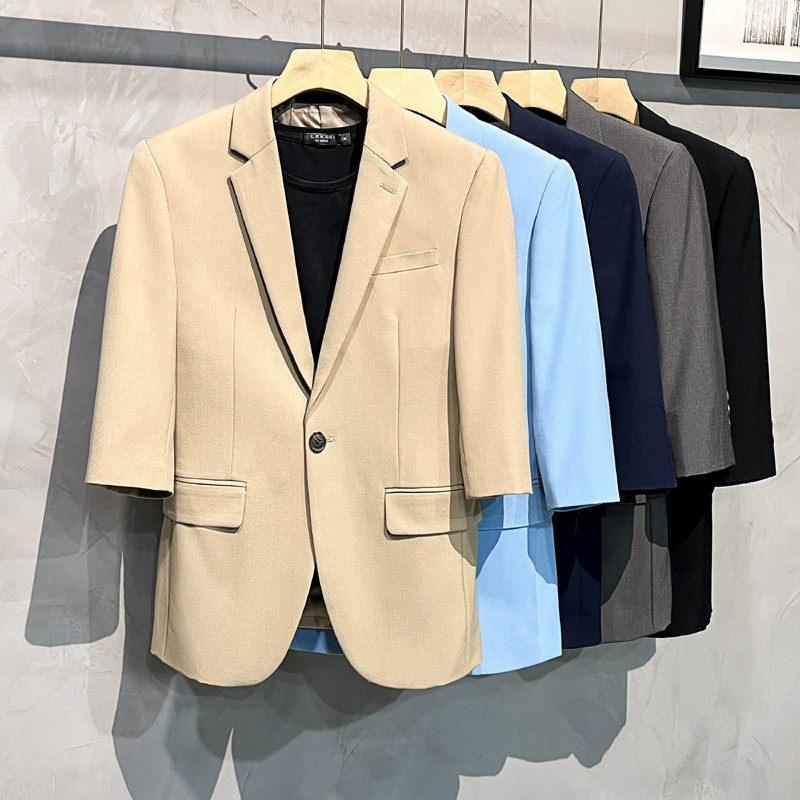 跑量款纯色休闲中袖西装上衣外套夹克七分袖西服XZ01-P70,男装夹克,星座1012