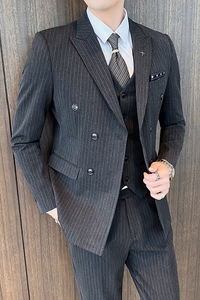 双排扣西装男套装三件套修身英伦礼服商务绅士1012-SJT826-P265图片